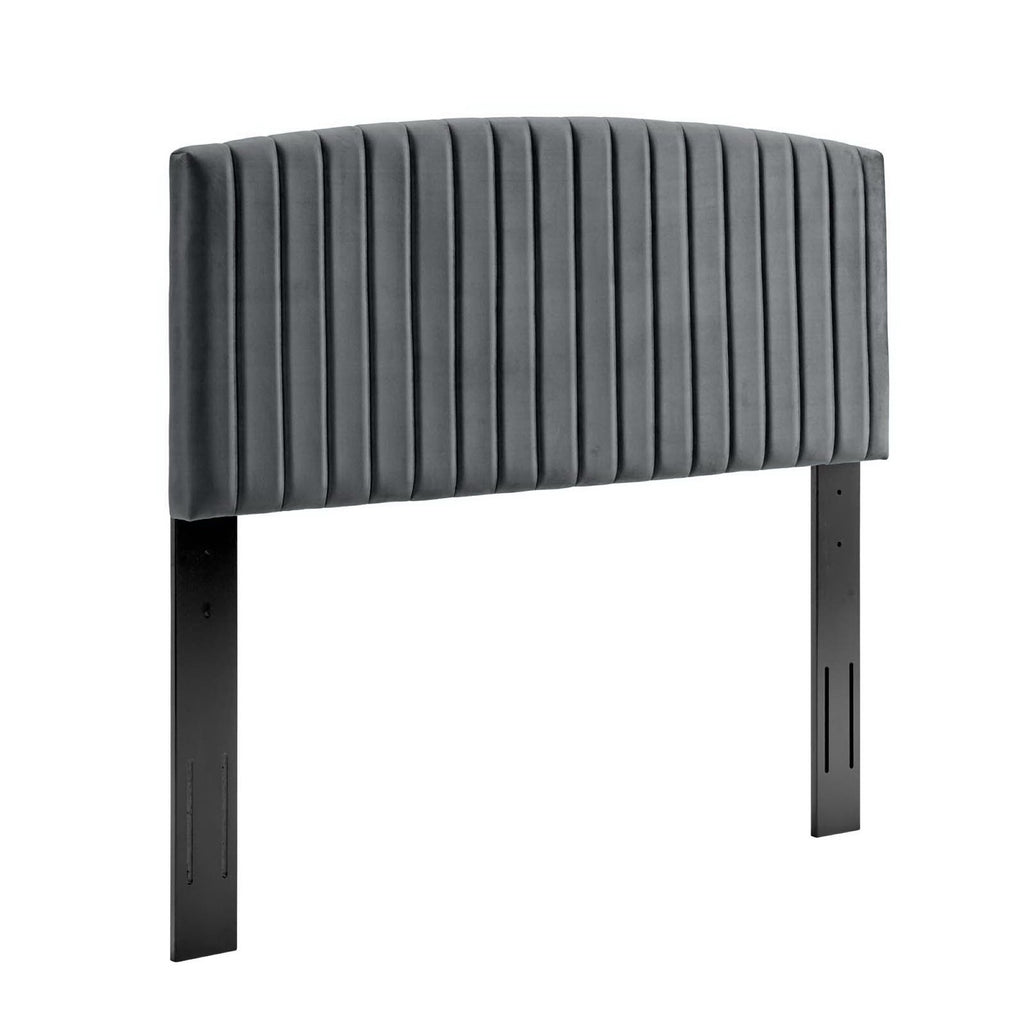 Rebecca Performance Velvet Twin Headboard - Charcoal