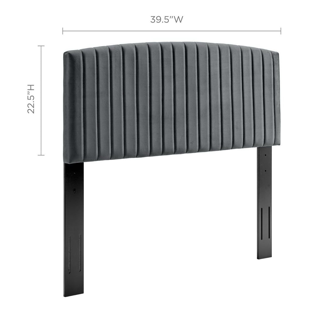Rebecca Performance Velvet Twin Headboard - Charcoal