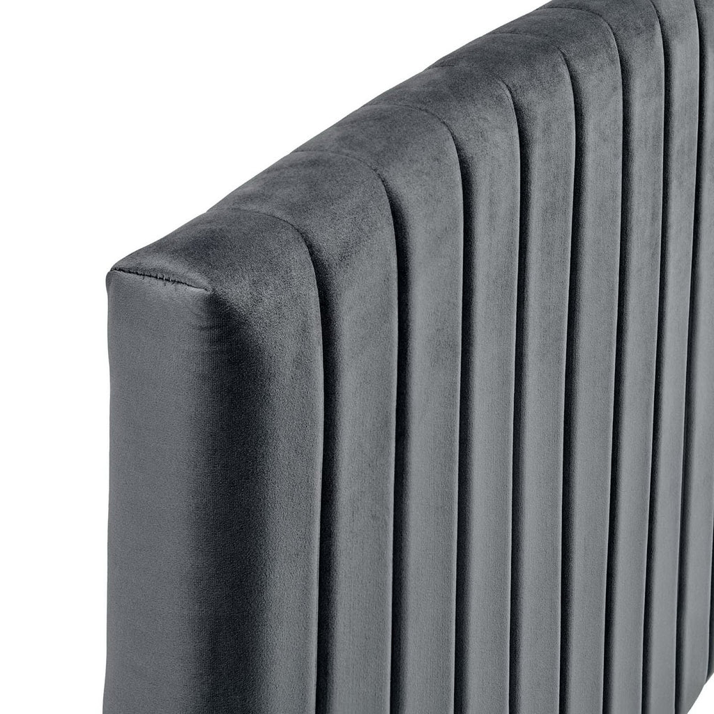 Rebecca Performance Velvet Twin Headboard - Charcoal