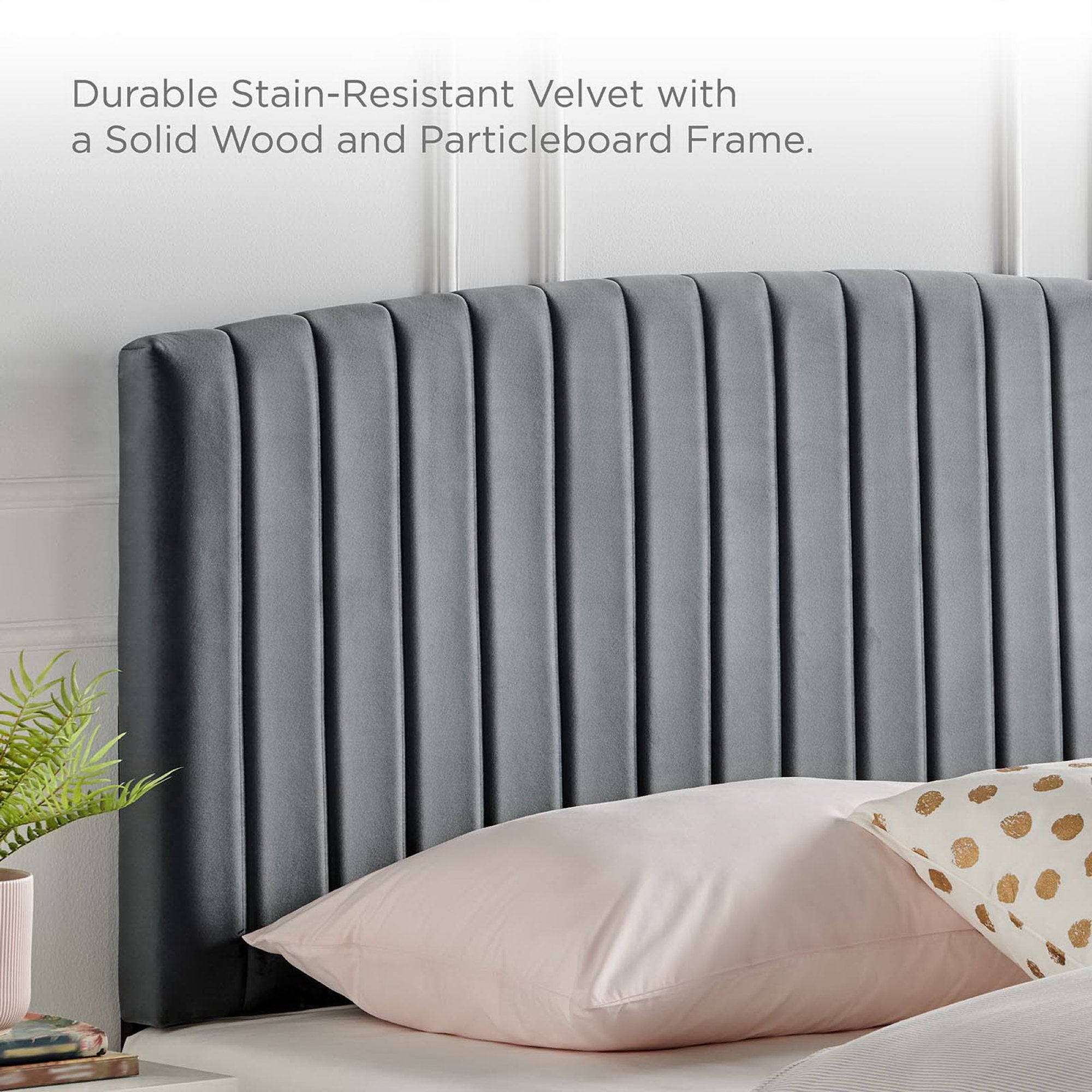 Rebecca Performance Velvet Twin Headboard - Charcoal