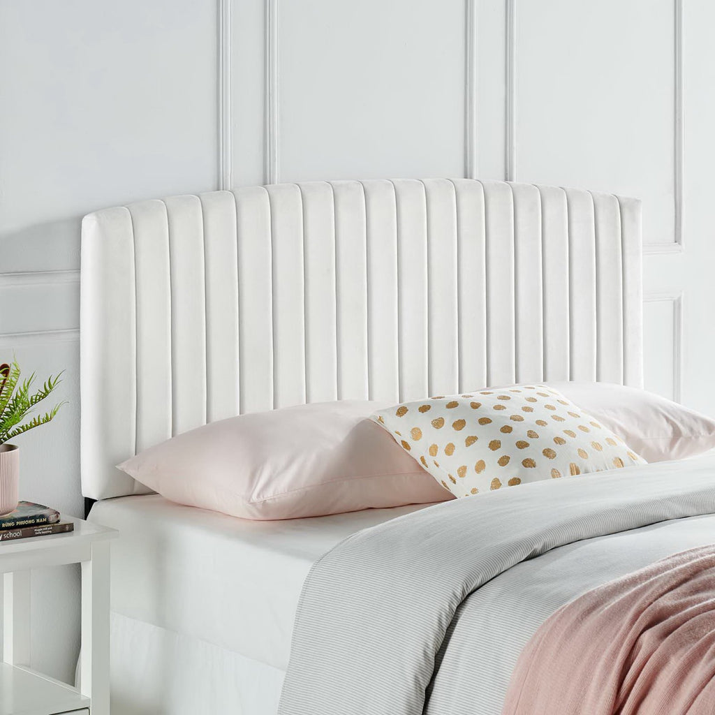 Rebecca Performance Velvet Twin Headboard - White