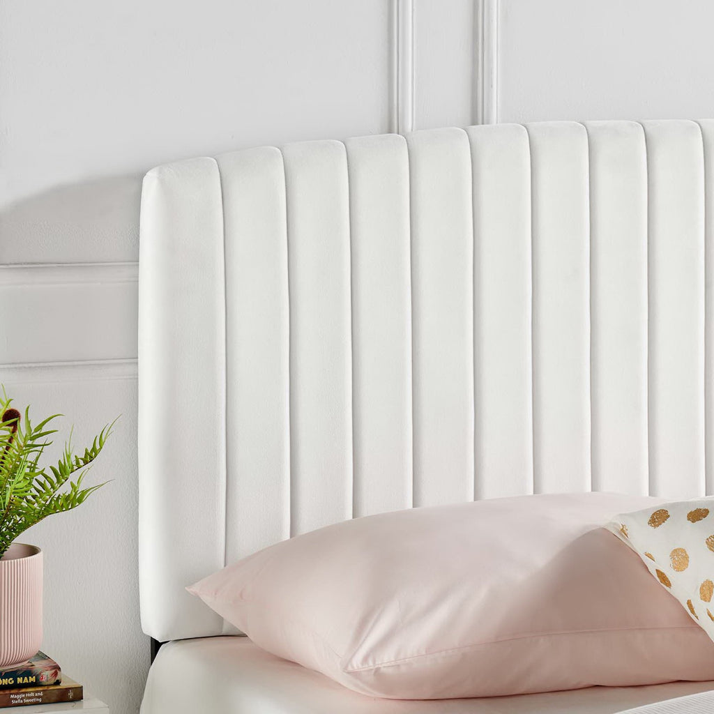 Rebecca Performance Velvet Twin Headboard - White