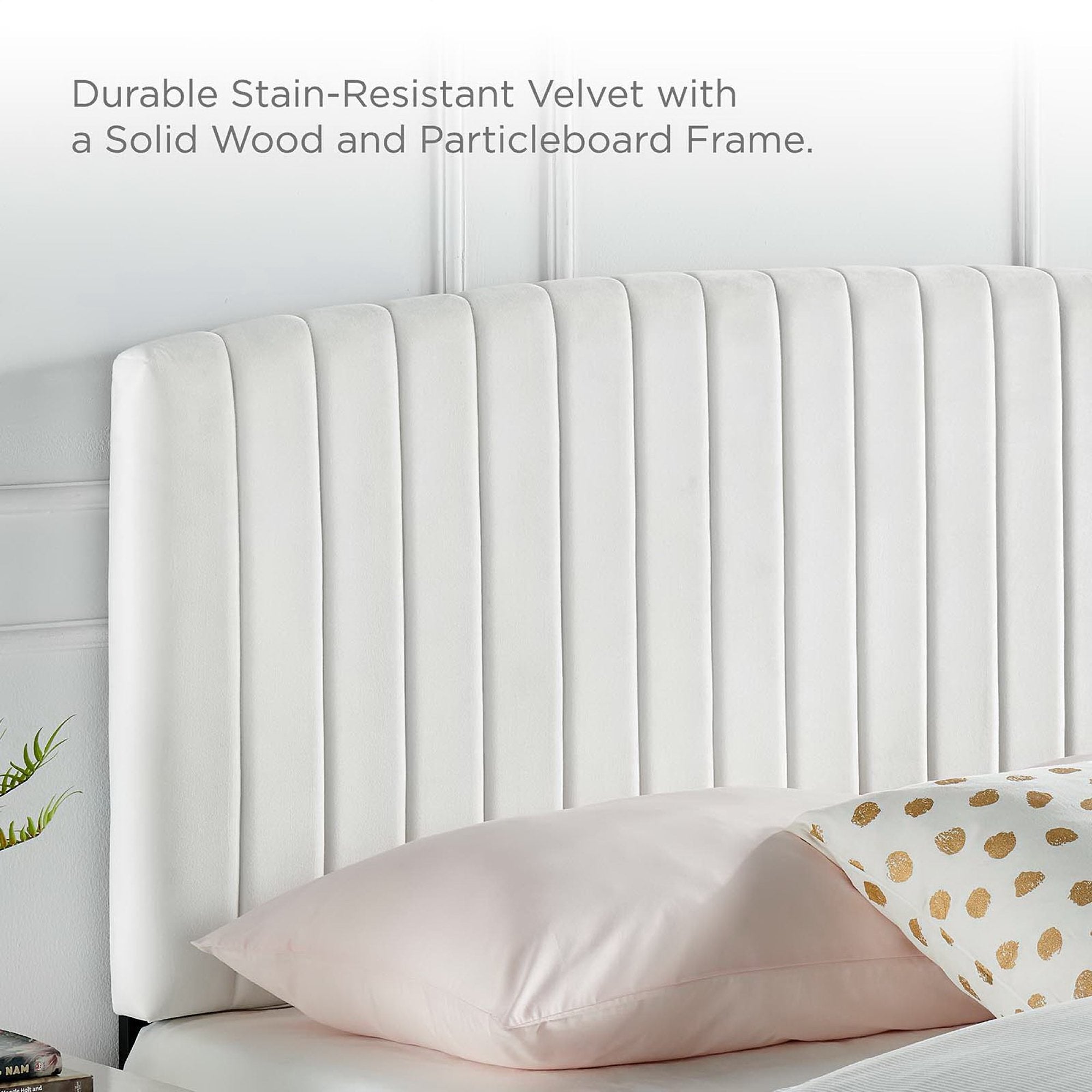 Rebecca Performance Velvet Twin Headboard - White