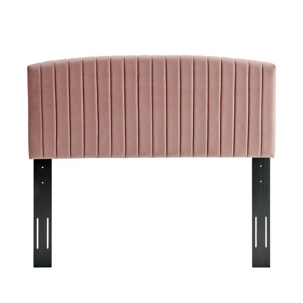 Alessi Tapered Wood Leg Performance Velvet Queen Platform Bed - Dusty Rose