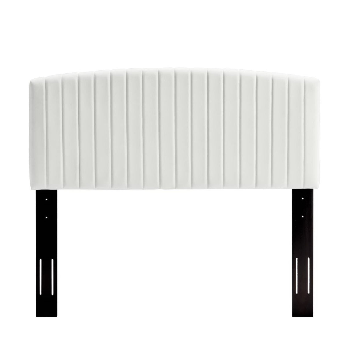 Alessi Tapered Wood Leg Performance Velvet Queen Platform Bed - White
