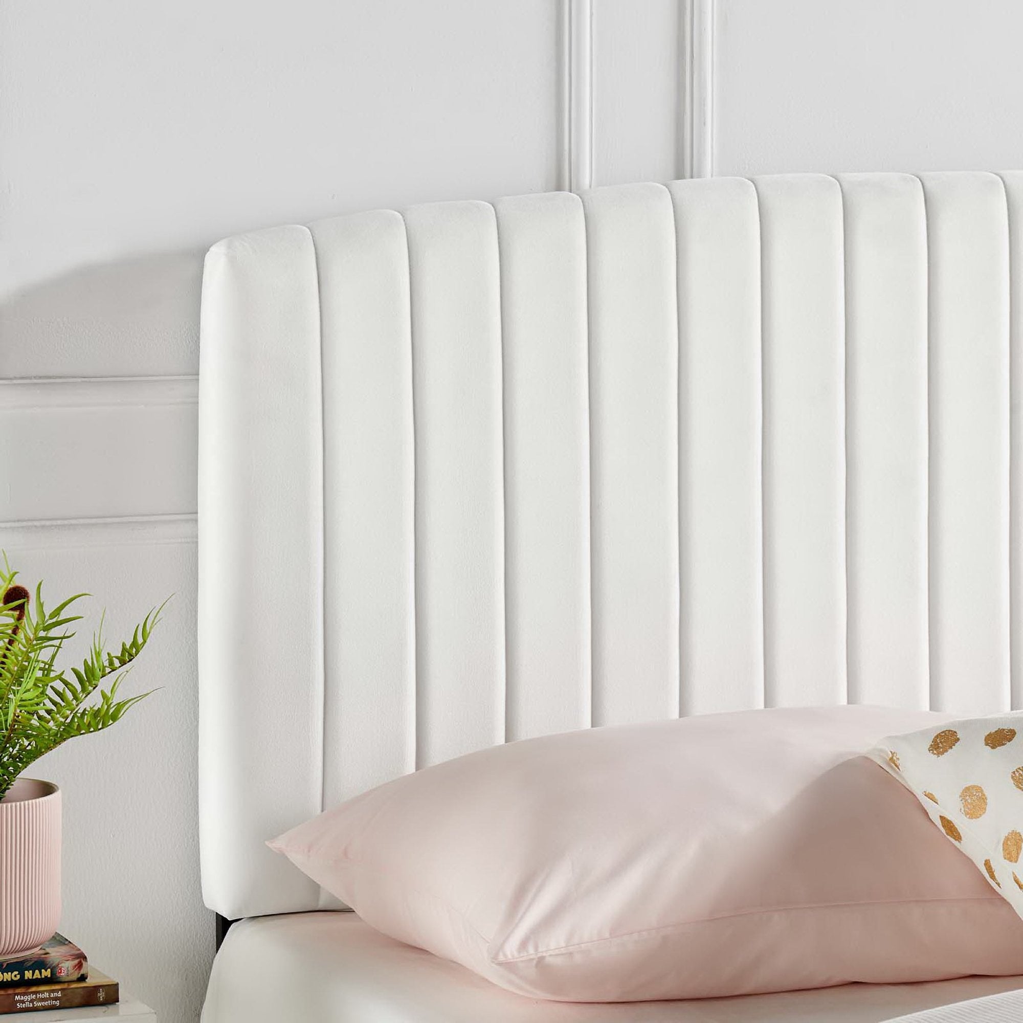 Rebecca Performance Velvet Full / Queen Headboard - White