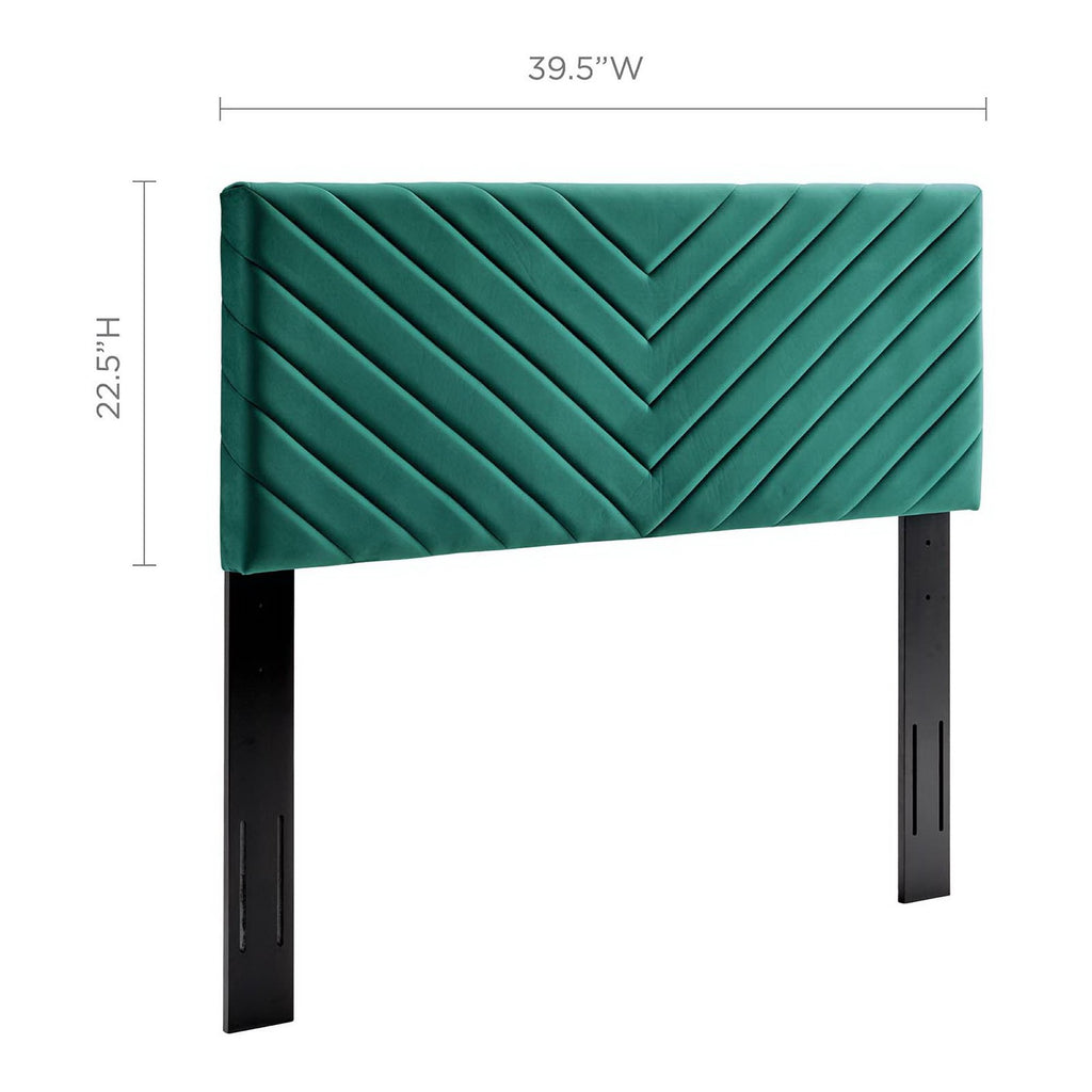 Alyson Angular Channel Tufted Performance Velvet Twin Headboard - Teal
