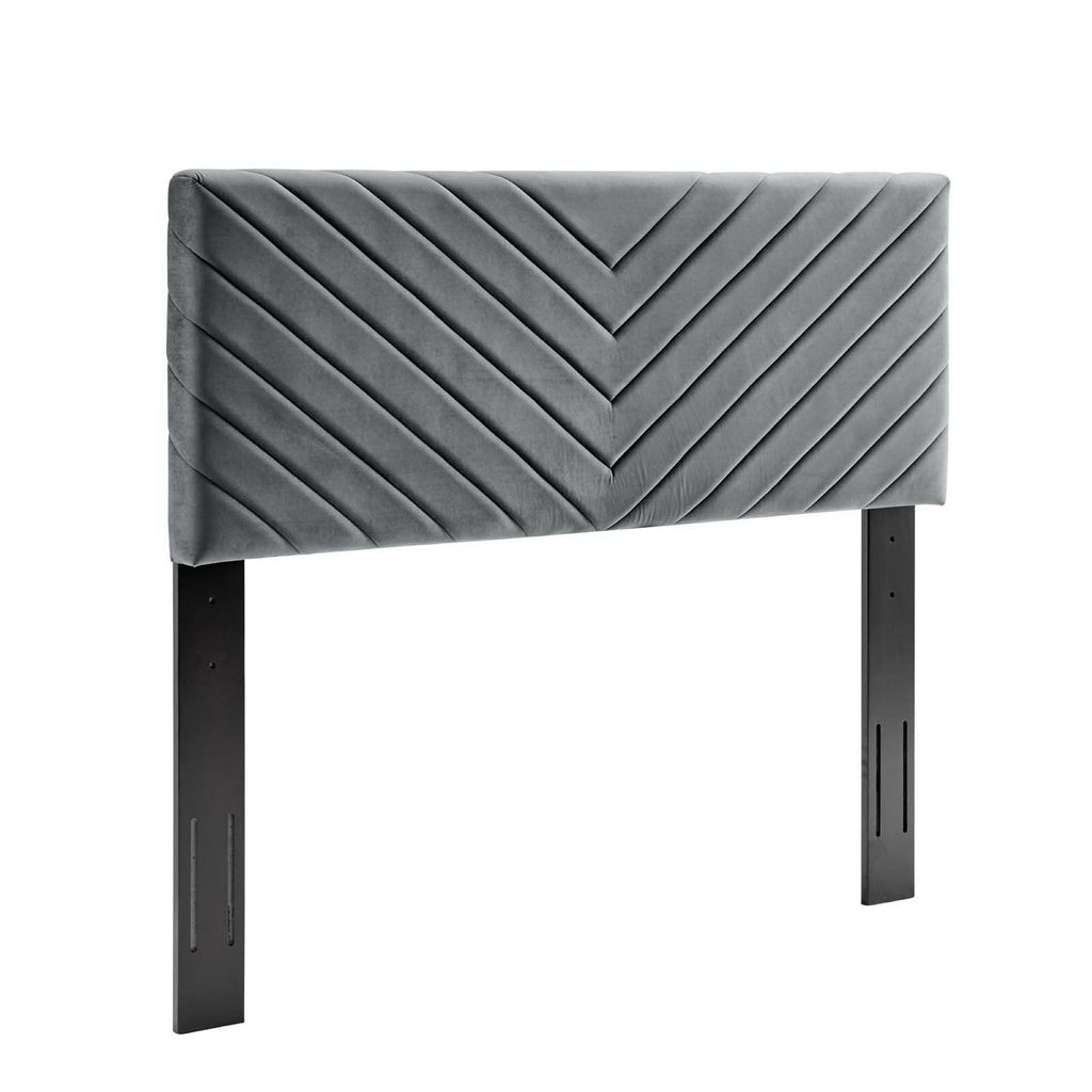 Alyson Angular Channel Tufted Performance Velvet Full / Queen Headboard - Charcoal