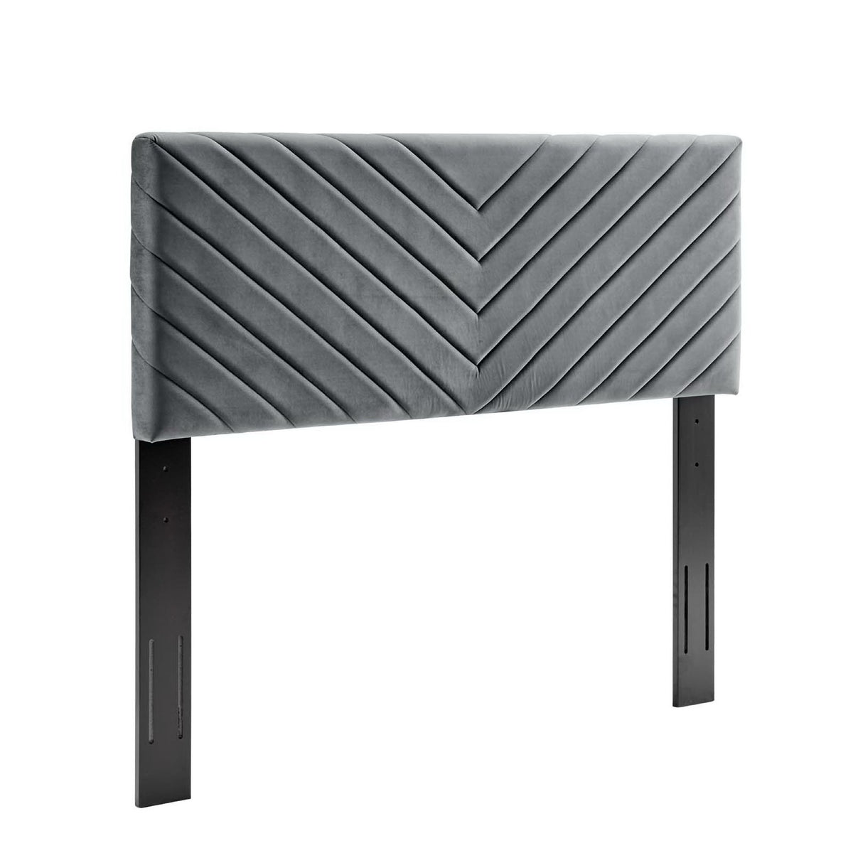 Alyson Angular Channel Tufted Performance Velvet Full / Queen Headboard - Charcoal