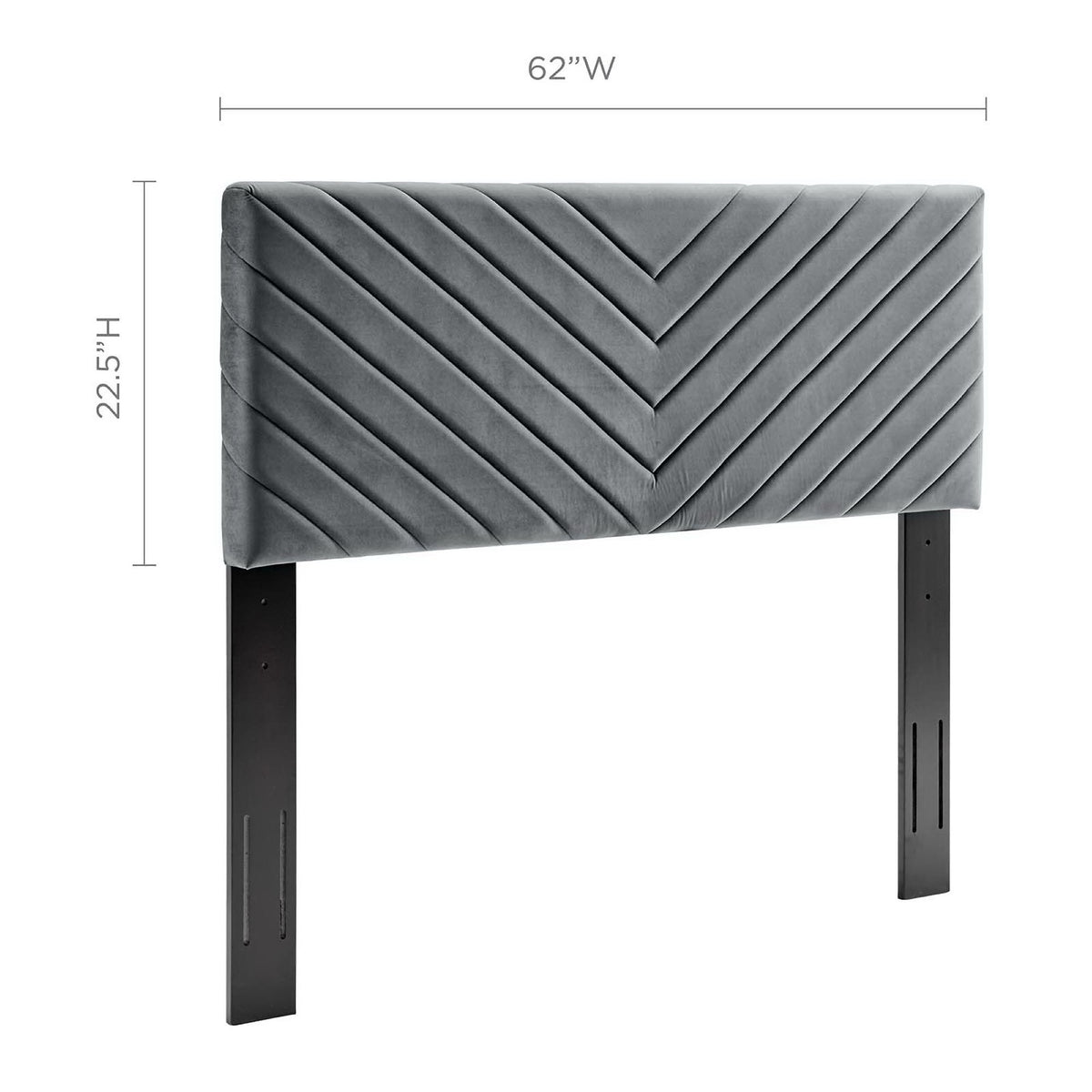 Alyson Angular Channel Tufted Performance Velvet Full / Queen Headboard - Charcoal