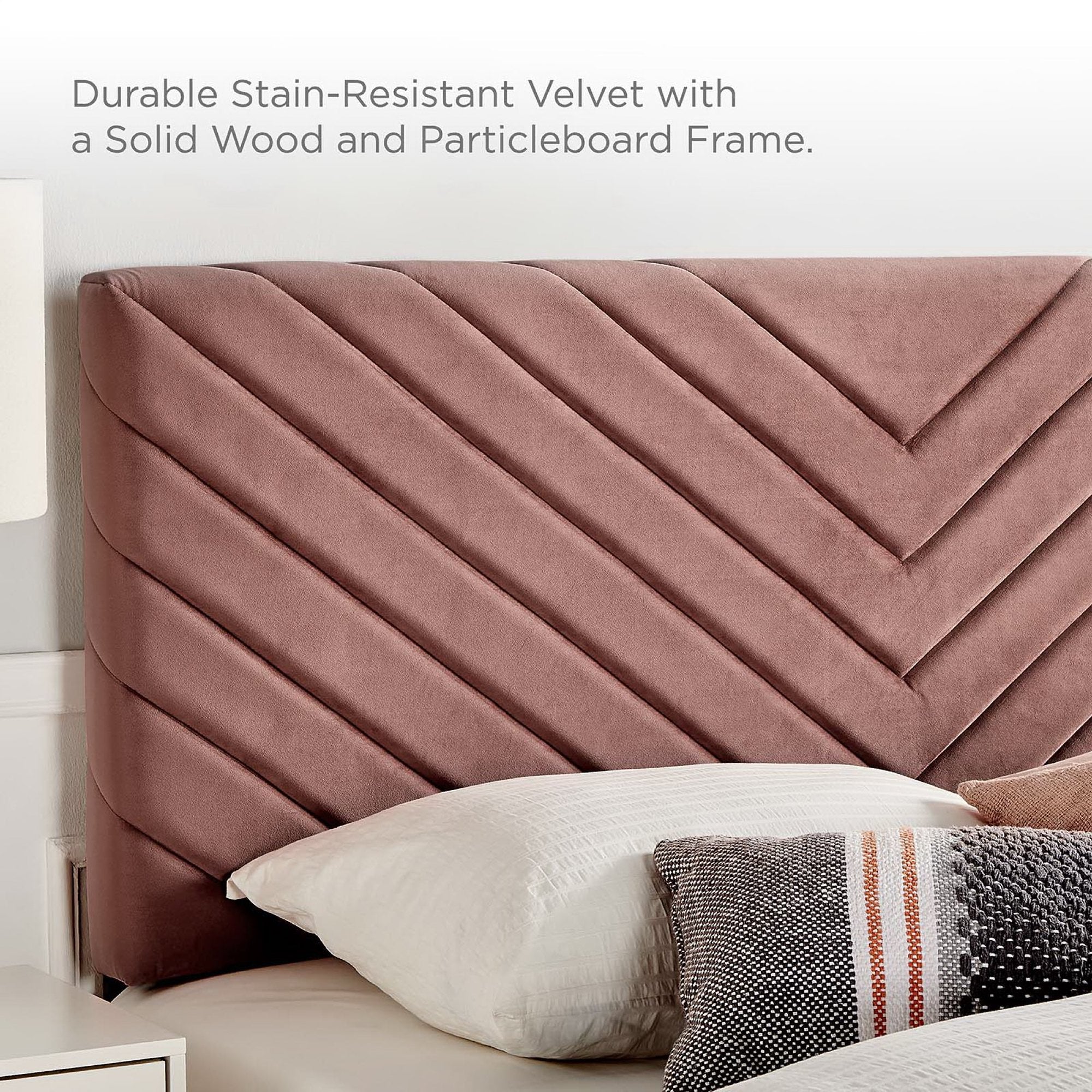Alyson Angular Channel Tufted Performance Velvet Full / Queen Headboard - Dusty Rose