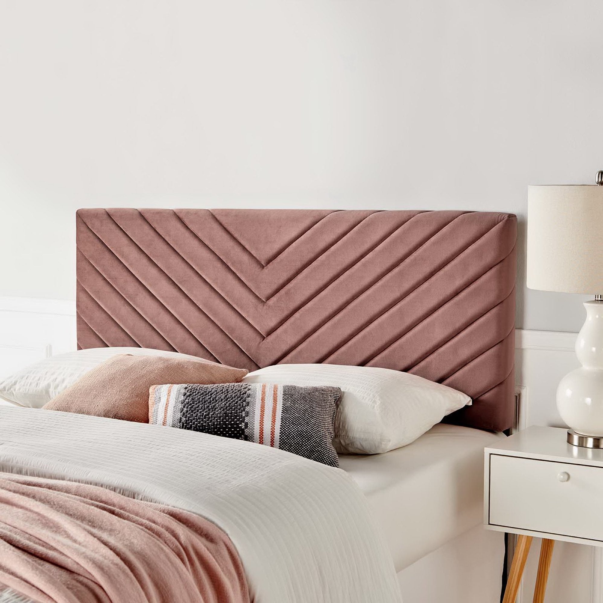 Alyson Angular Channel Tufted Performance Velvet Full / Queen Headboard - Dusty Rose