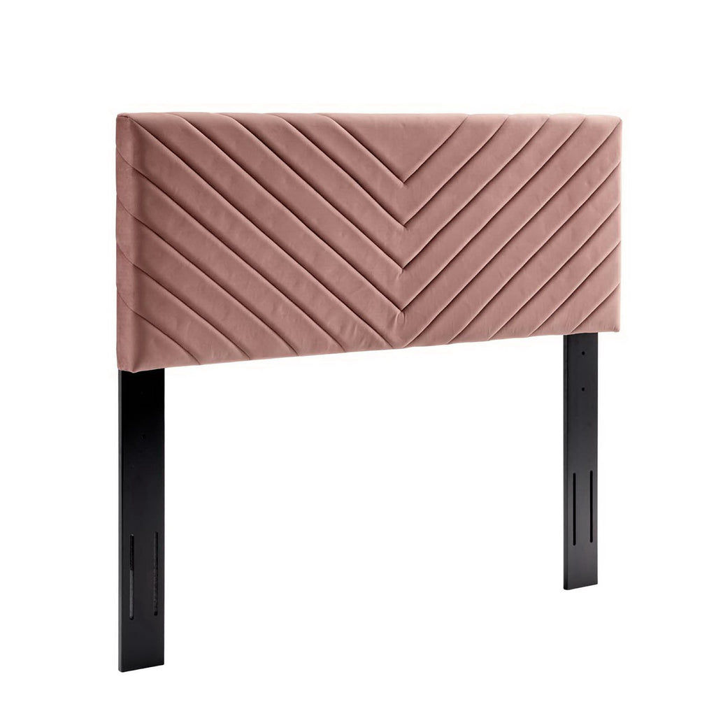Roxanne Tapered Wood Leg Performance Velvet Queen Platform Bed - Dusty Rose