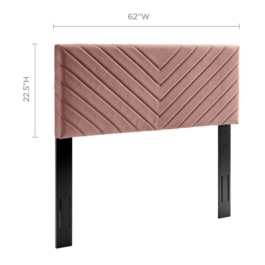 Alyson Angular Channel Tufted Performance Velvet Full / Queen Headboard - Dusty Rose