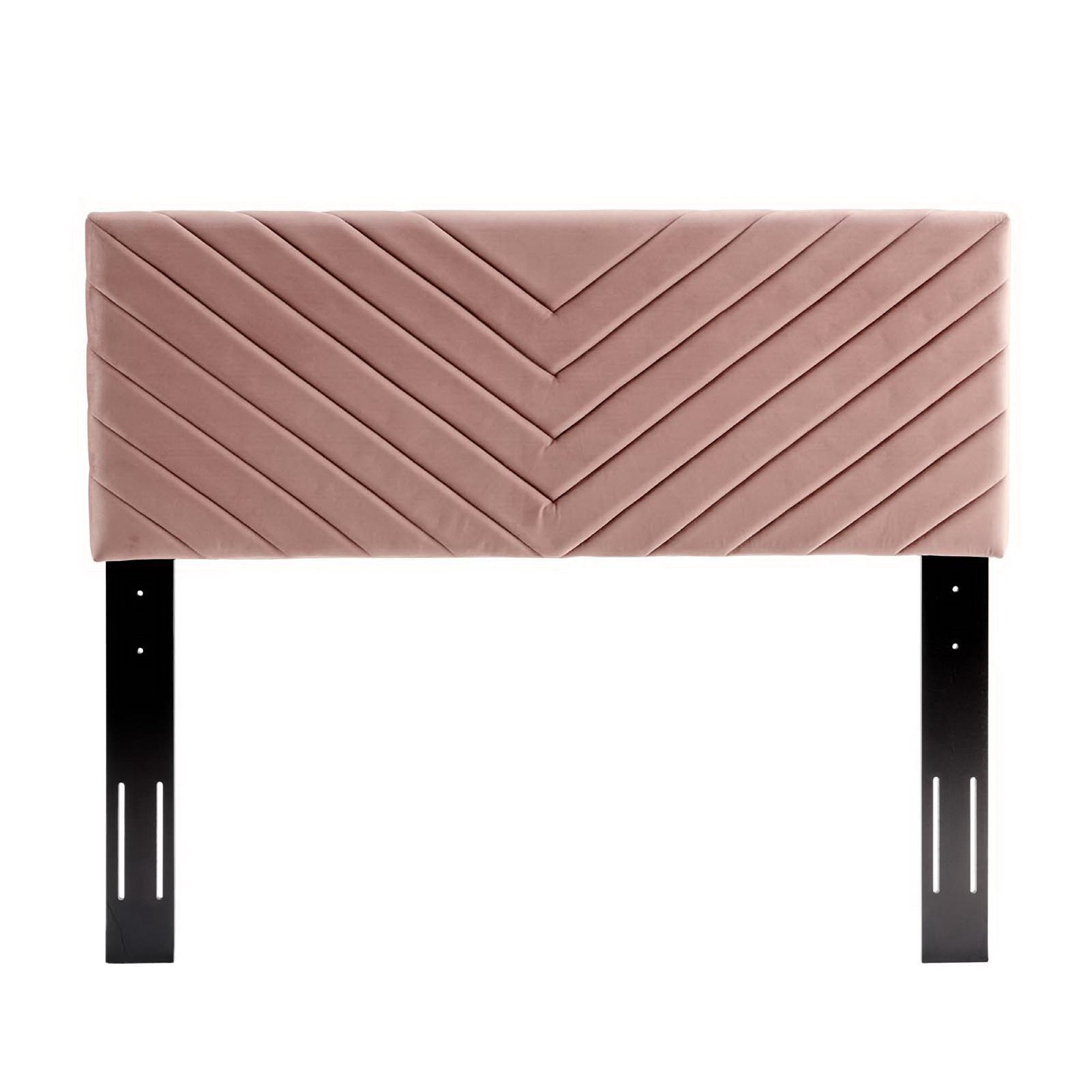 Roxanne Tapered Wood Leg Performance Velvet Queen Platform Bed - Dusty Rose