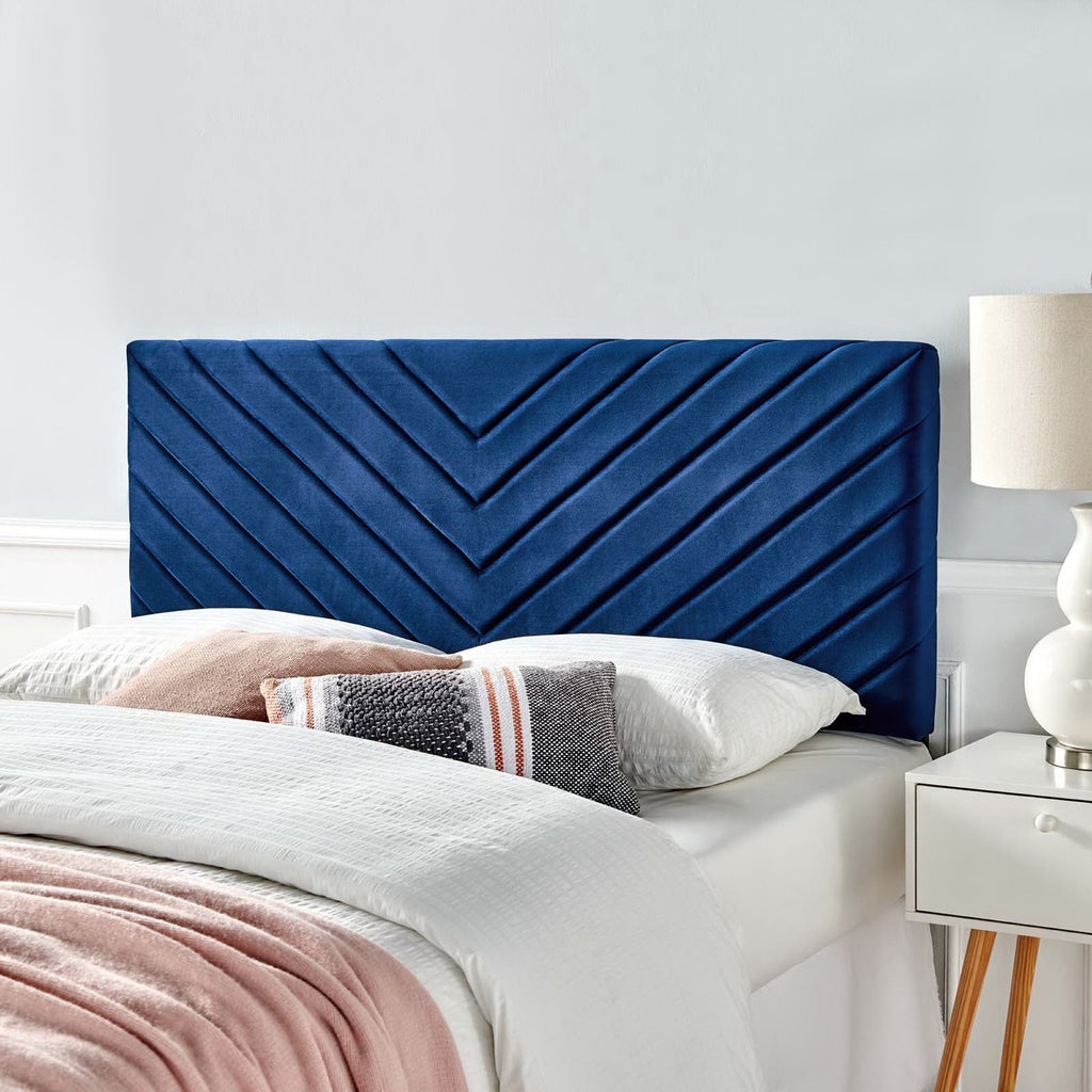 Alyson Angular Channel Tufted Performance Velvet Full / Queen Headboard - Navy