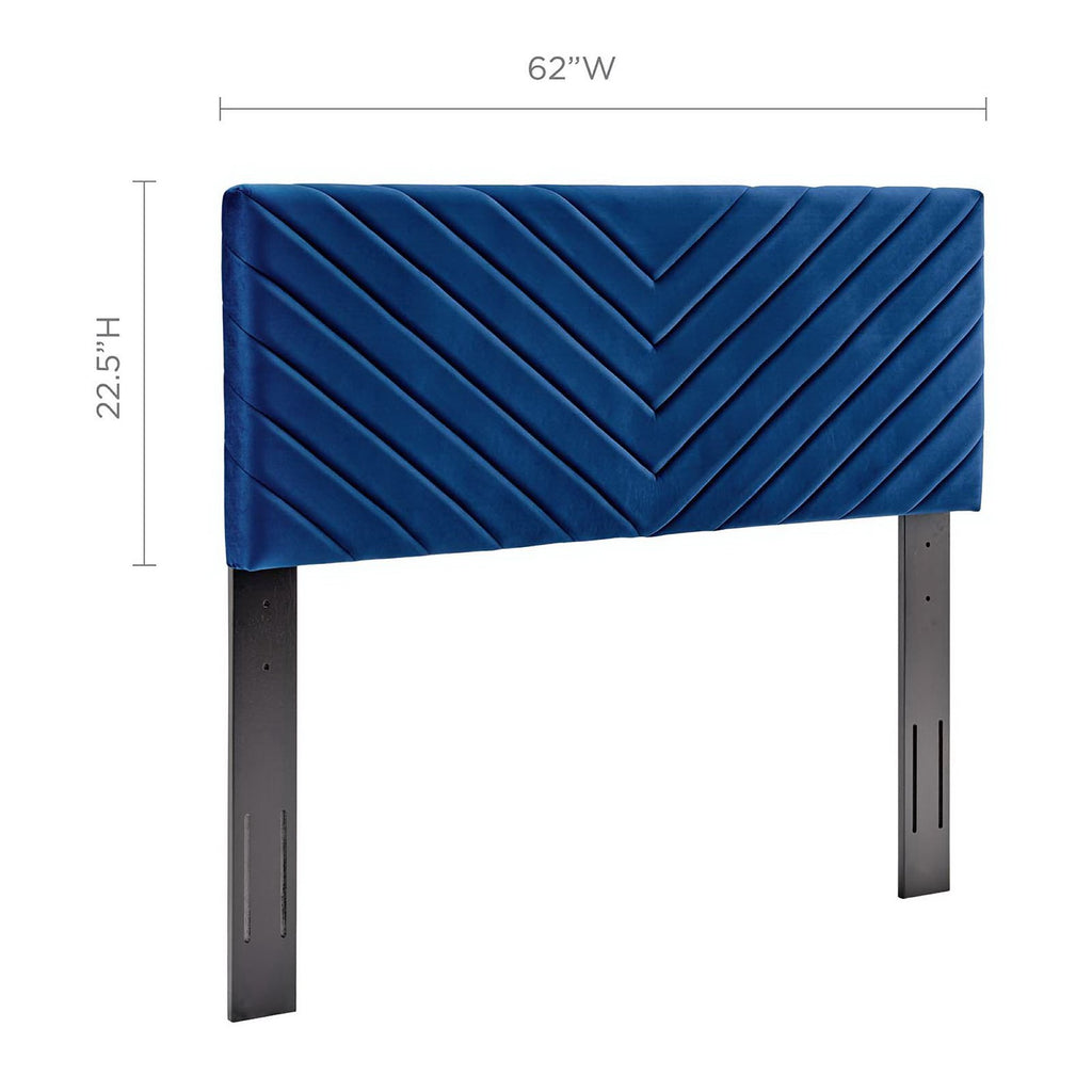 Alyson Angular Channel Tufted Performance Velvet Full / Queen Headboard - Navy