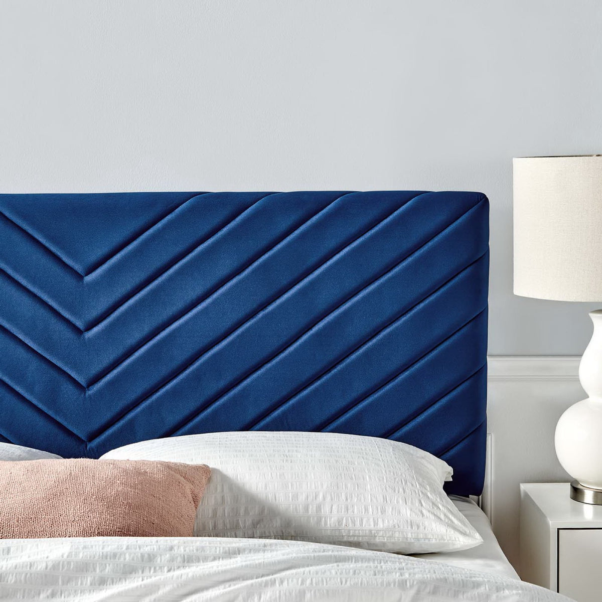 Alyson Angular Channel Tufted Performance Velvet Full / Queen Headboard - Navy