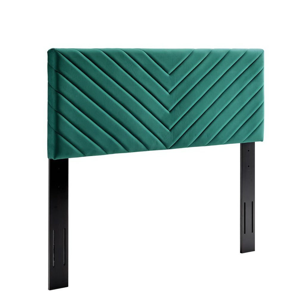 Alyson Angular Channel Tufted Performance Velvet Full / Queen Headboard - Teal