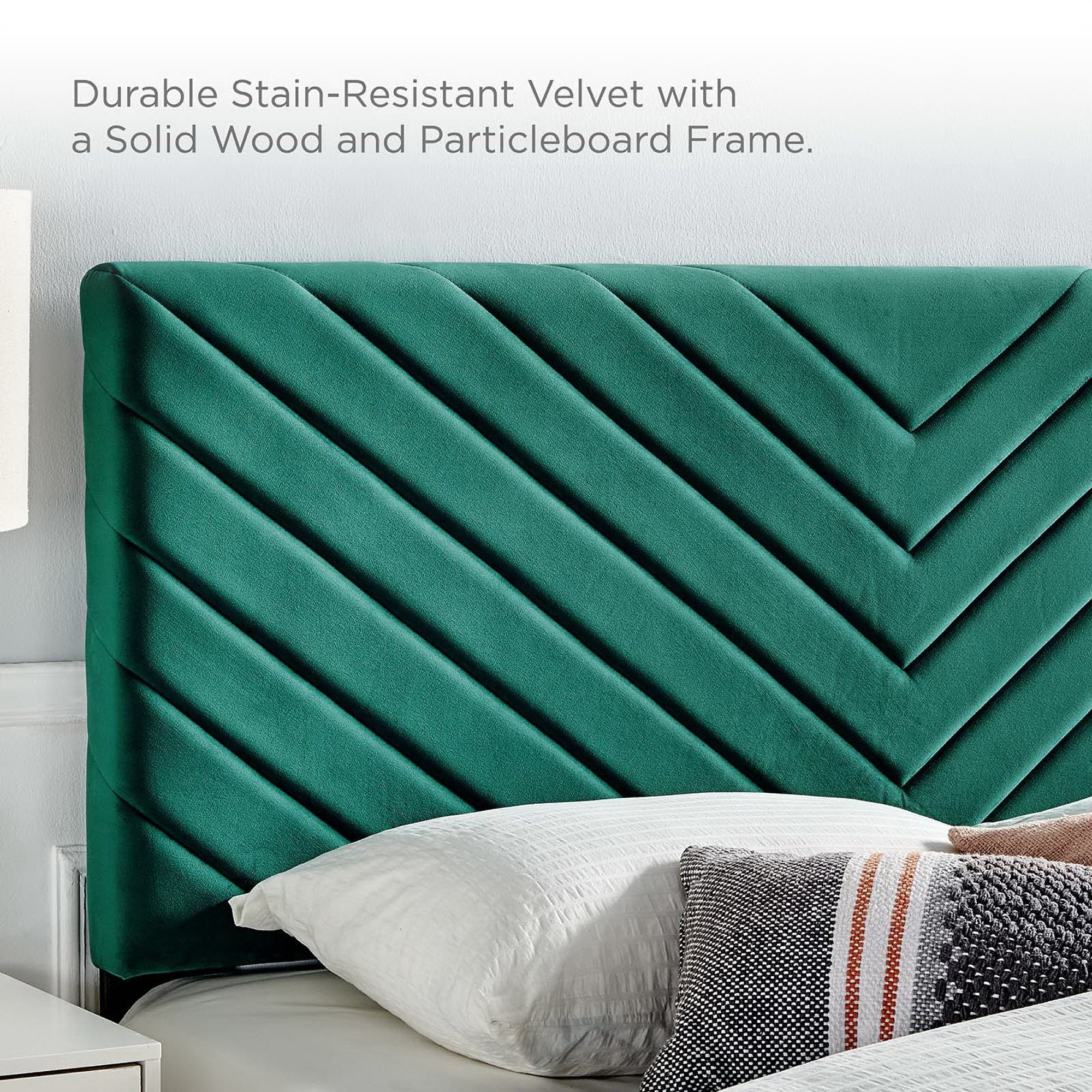 Alyson Angular Channel Tufted Performance Velvet Full / Queen Headboard - Teal
