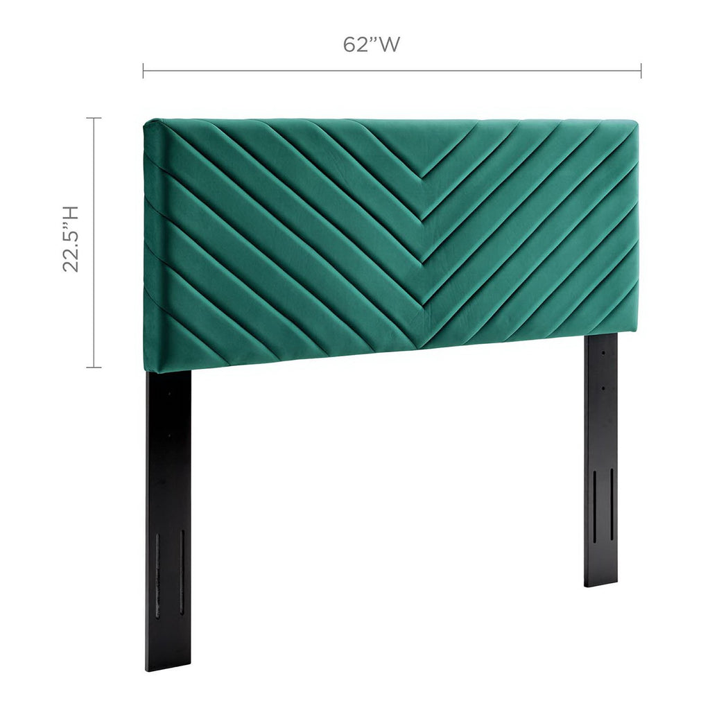 Alyson Angular Channel Tufted Performance Velvet Full / Queen Headboard - Teal