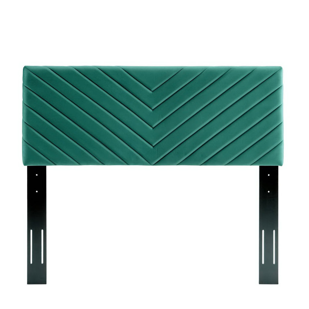 Alyson Angular Channel Tufted Performance Velvet Full / Queen Headboard - Teal