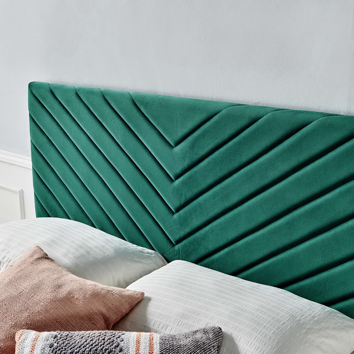 Alyson Angular Channel Tufted Performance Velvet Full / Queen Headboard - Teal