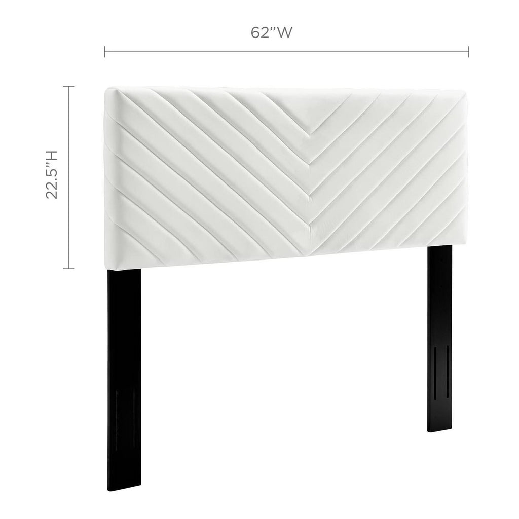 Alyson Angular Channel Tufted Performance Velvet Full / Queen Headboard - White