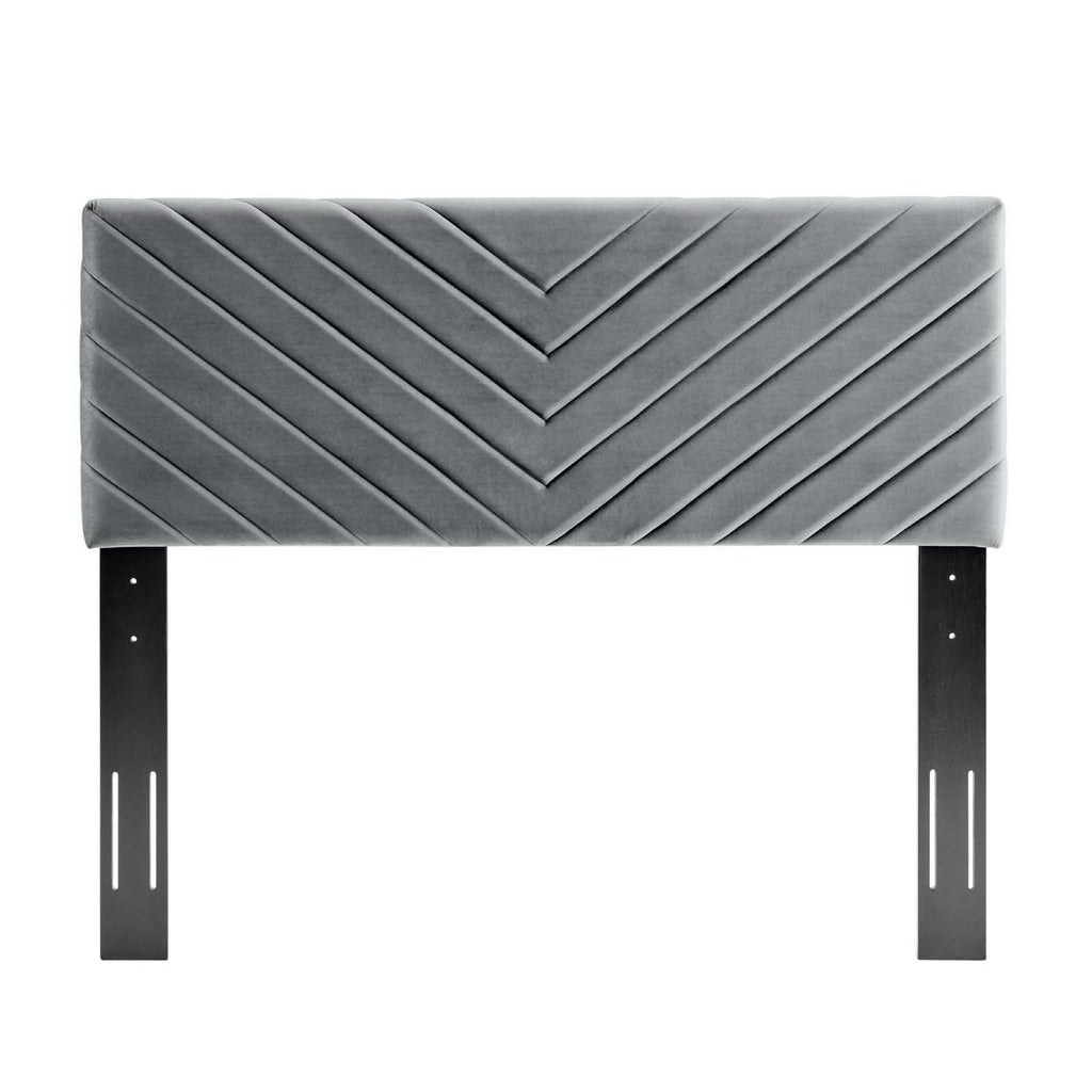 Alyson Angular Channel Tufted Performance Velvet King / California King Headboard - Charcoal