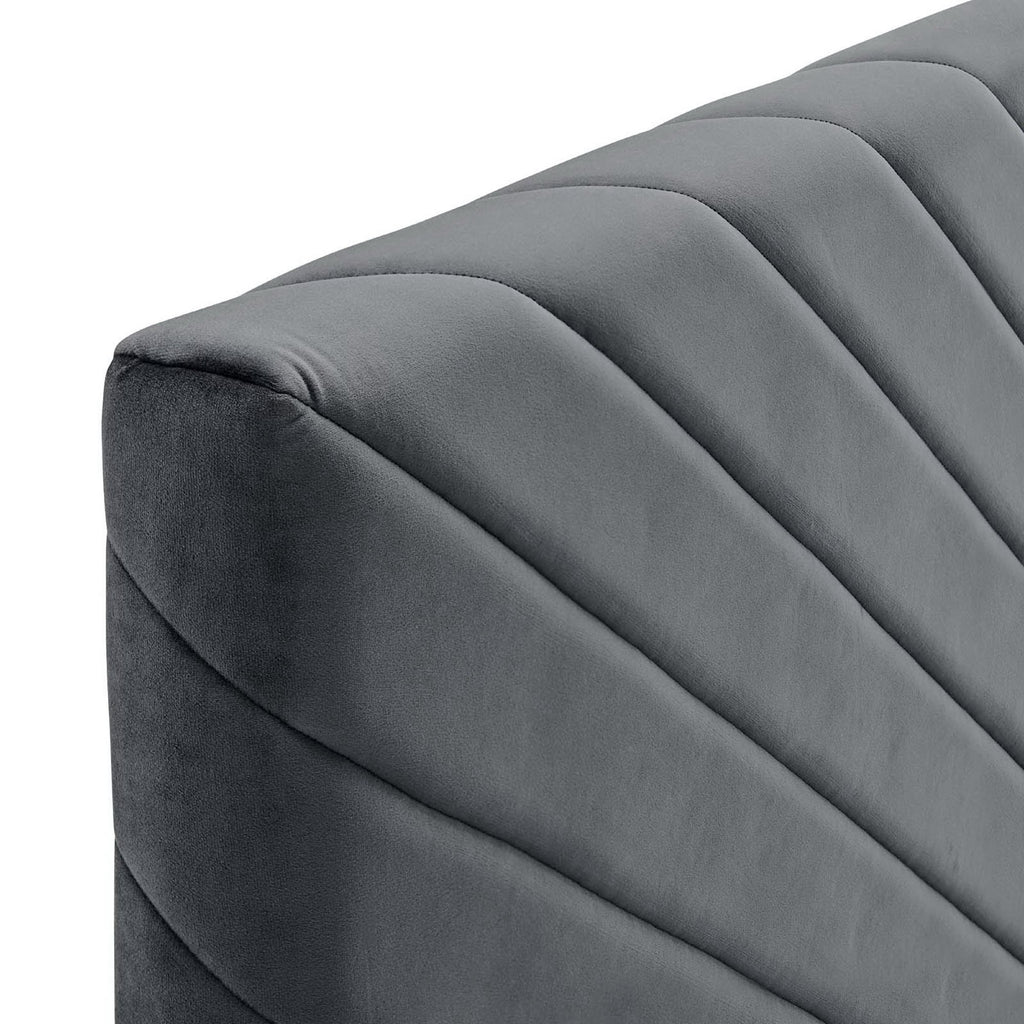 Alyson Angular Channel Tufted Performance Velvet King / California King Headboard - Charcoal