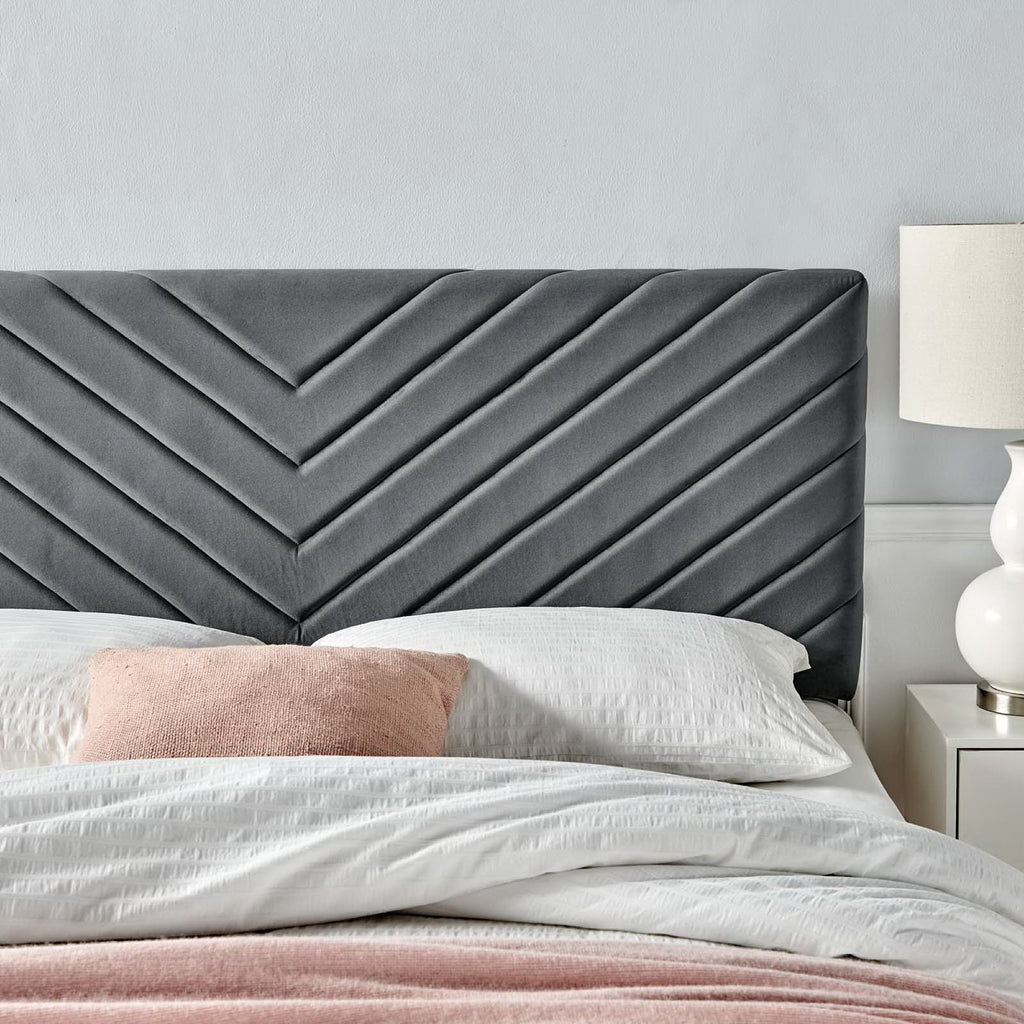 Alyson Angular Channel Tufted Performance Velvet King / California King Headboard - Charcoal