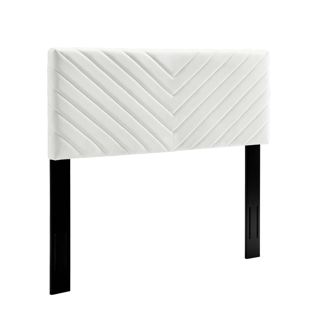 Alyson Angular Channel Tufted Performance Velvet King / California King Headboard - White