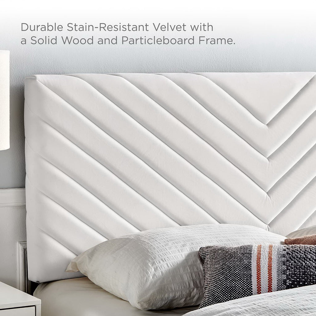 Alyson Angular Channel Tufted Performance Velvet King / California King Headboard - White