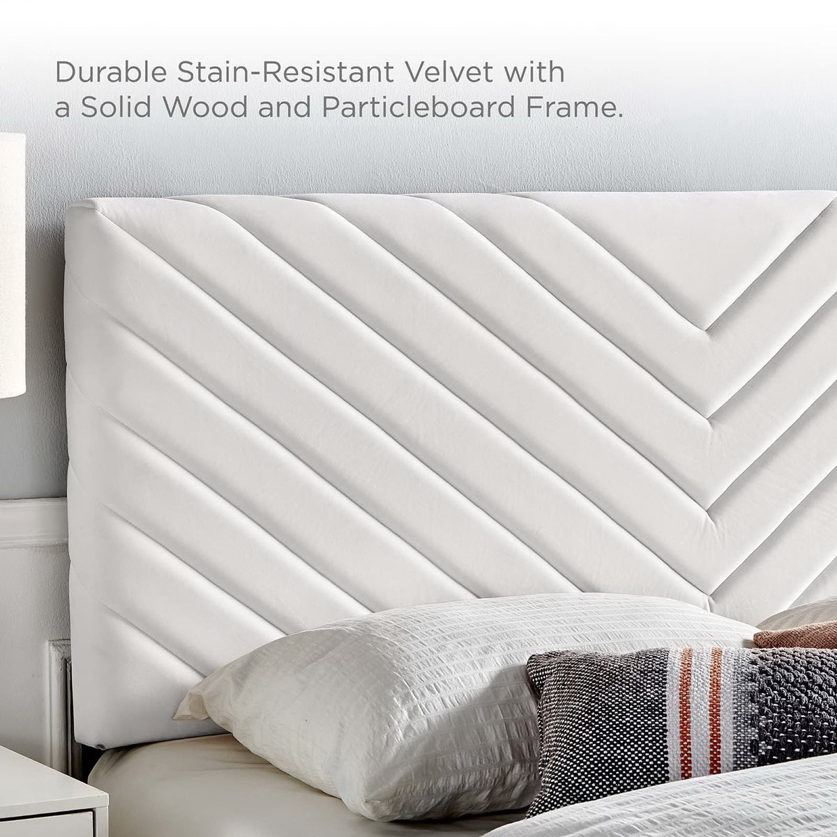 Alyson Angular Channel Tufted Performance Velvet King / California King Headboard - White