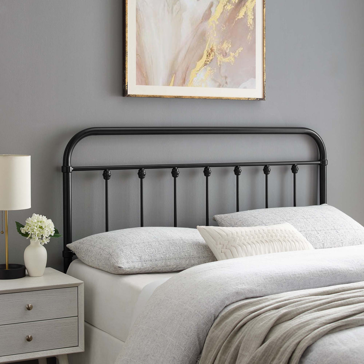 Sage Metal Queen Headboard - Black