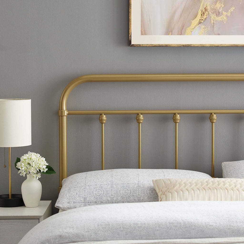 Sage Metal Queen Headboard - Gold