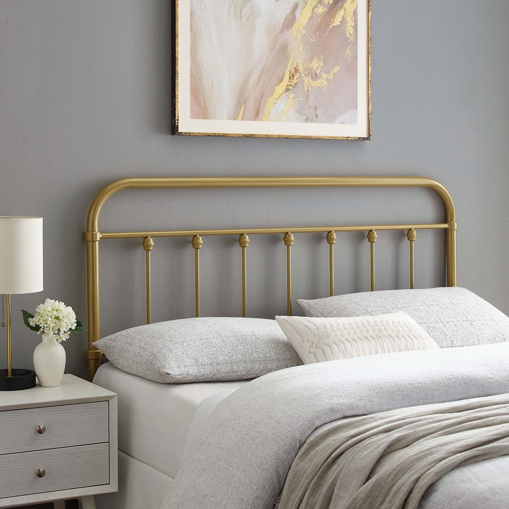 Sage Metal Queen Headboard - Gold