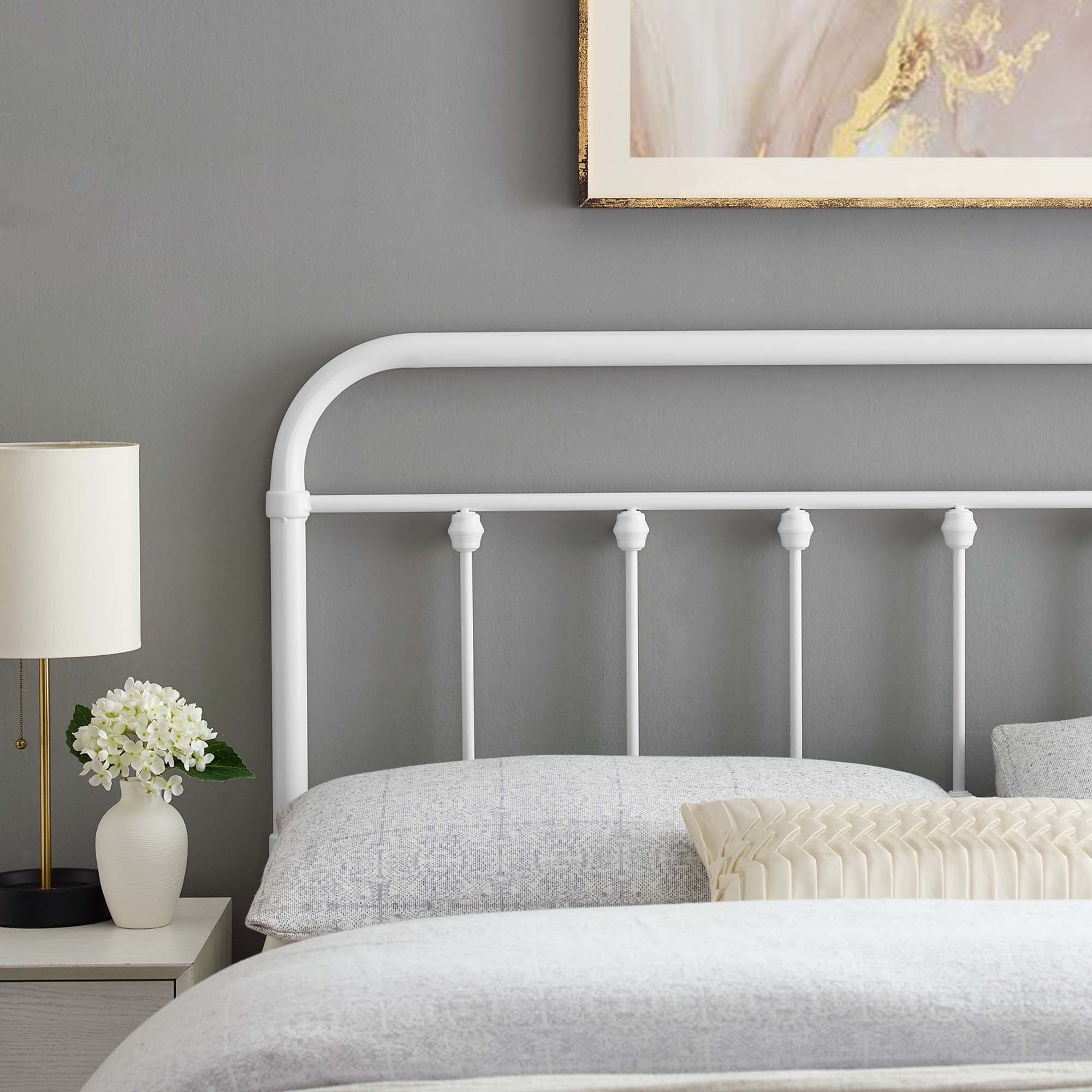 Sage Metal Queen Headboard - White