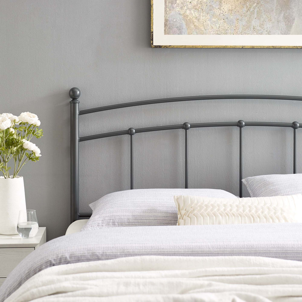 Abigail Metal Twin Headboard - Gray
