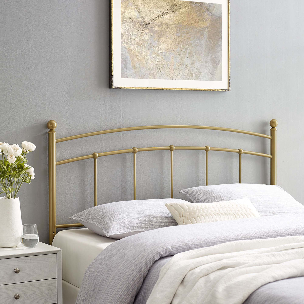Abigail Metal Full Headboard - Gold