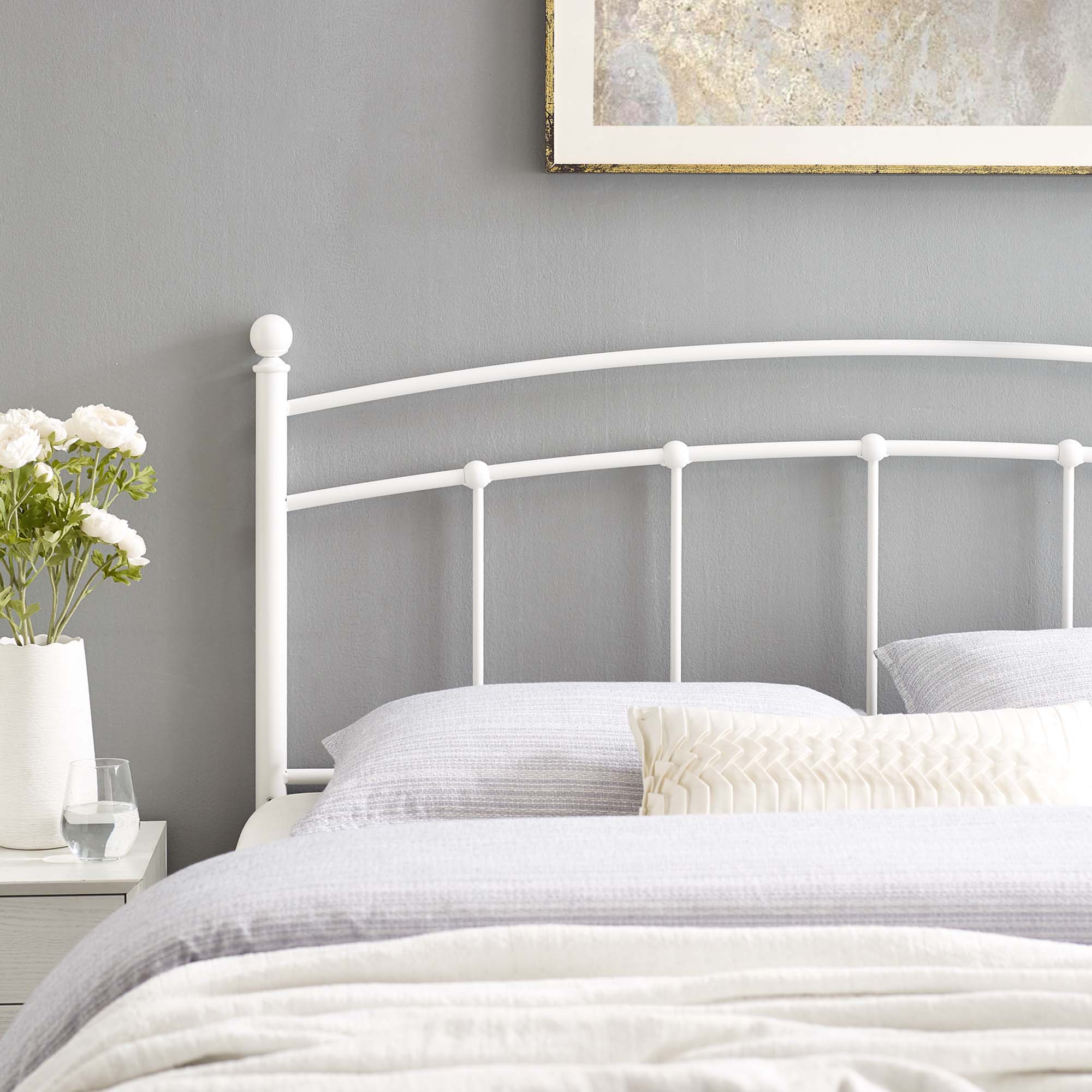 Abigail Metal Full Headboard - White