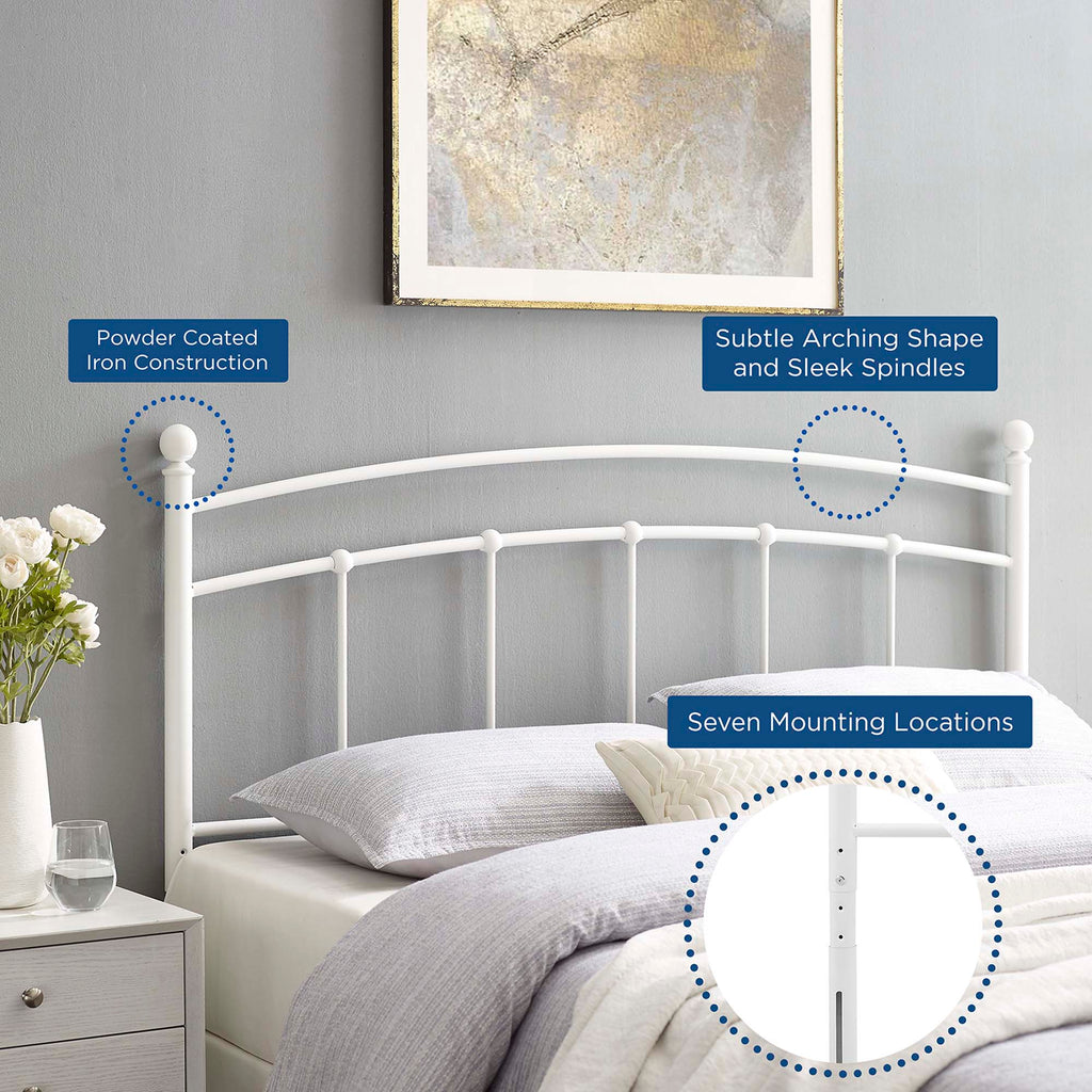 Abigail Metal Queen Headboard - White