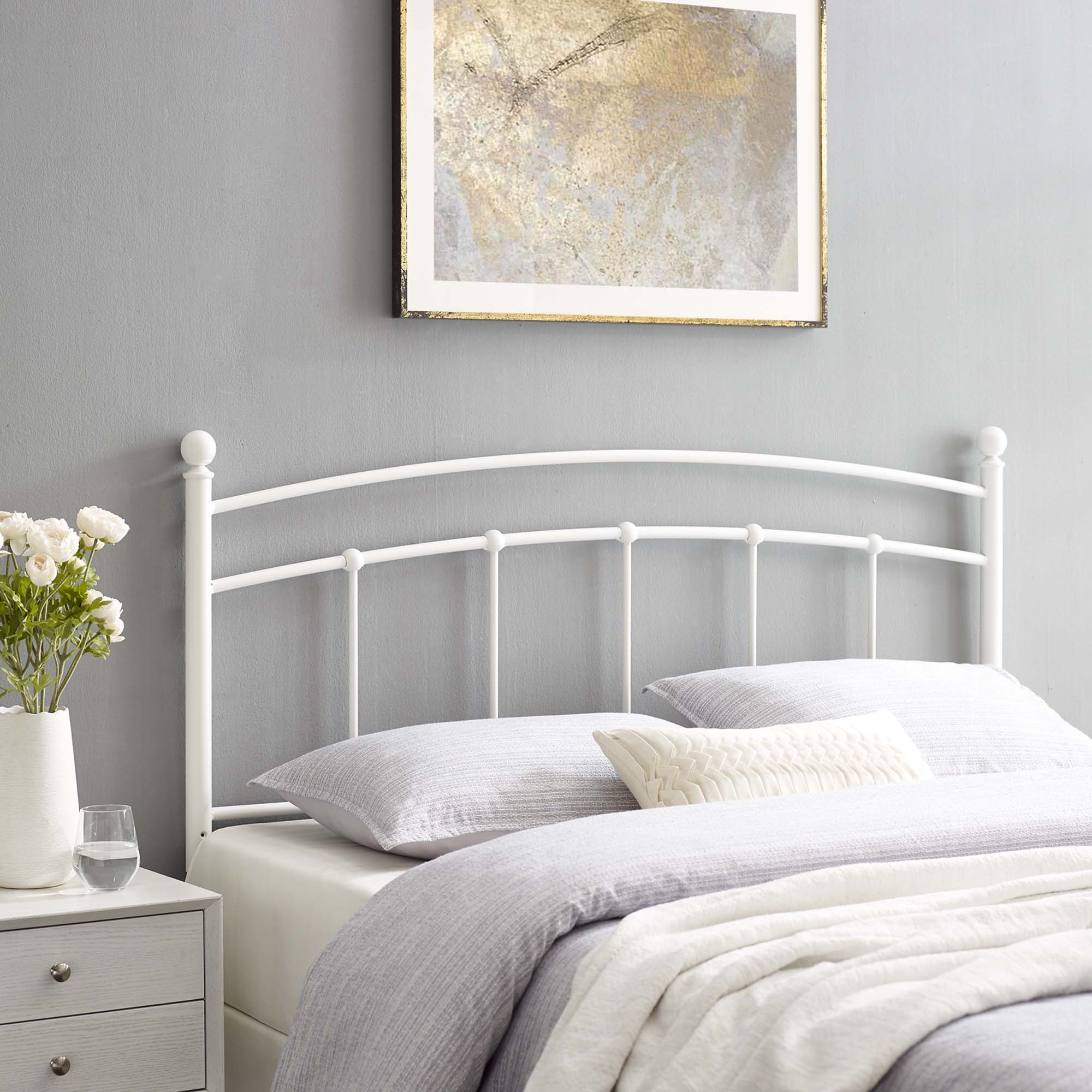 Abigail Metal Queen Headboard - White