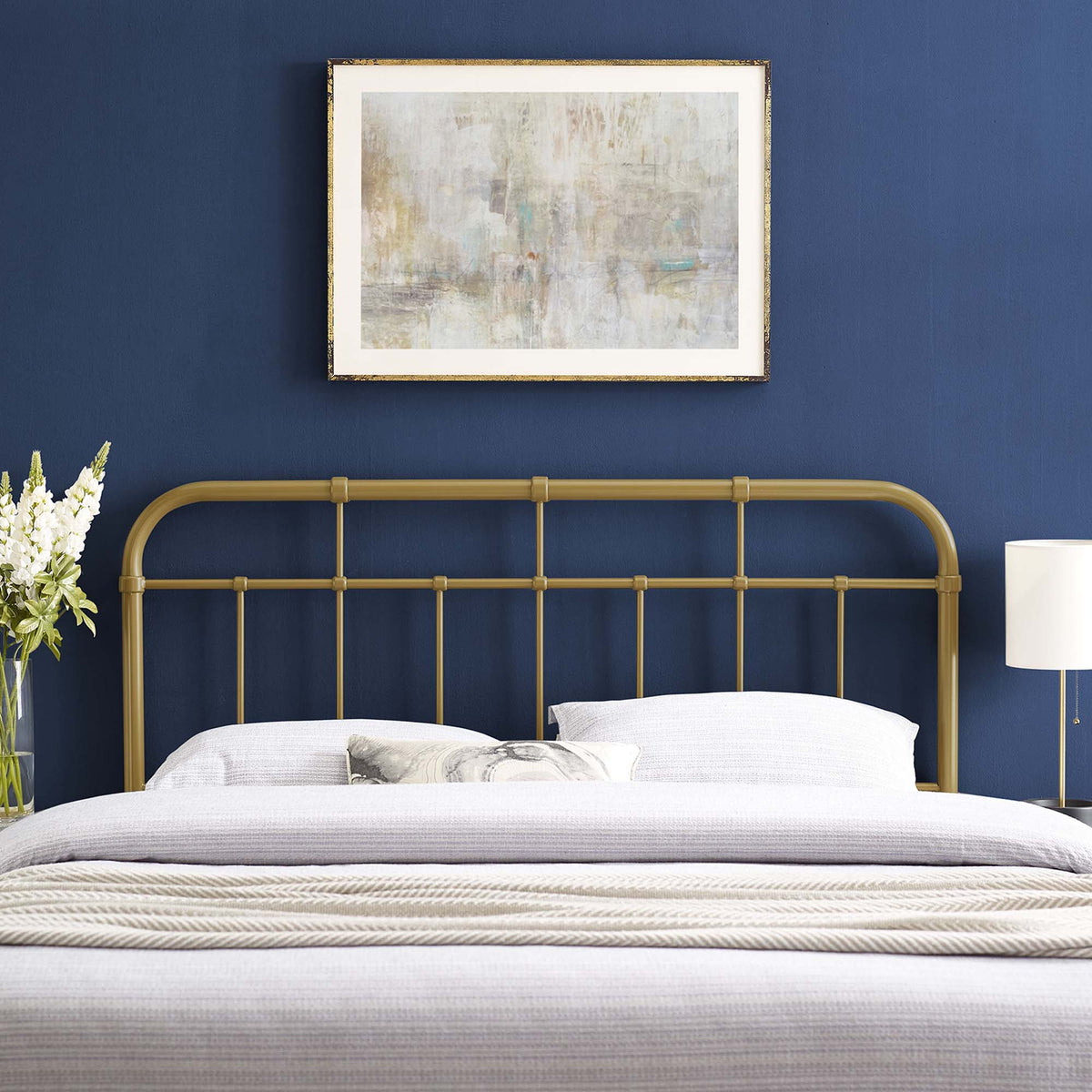 Alessia Metal Twin Headboard - Gold