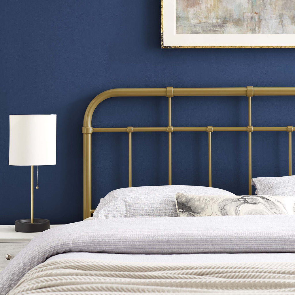 Alessia Metal Queen Headboard - Gold