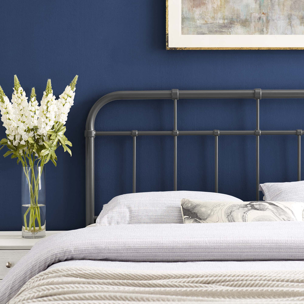 Alessia Metal King Headboard - Gray