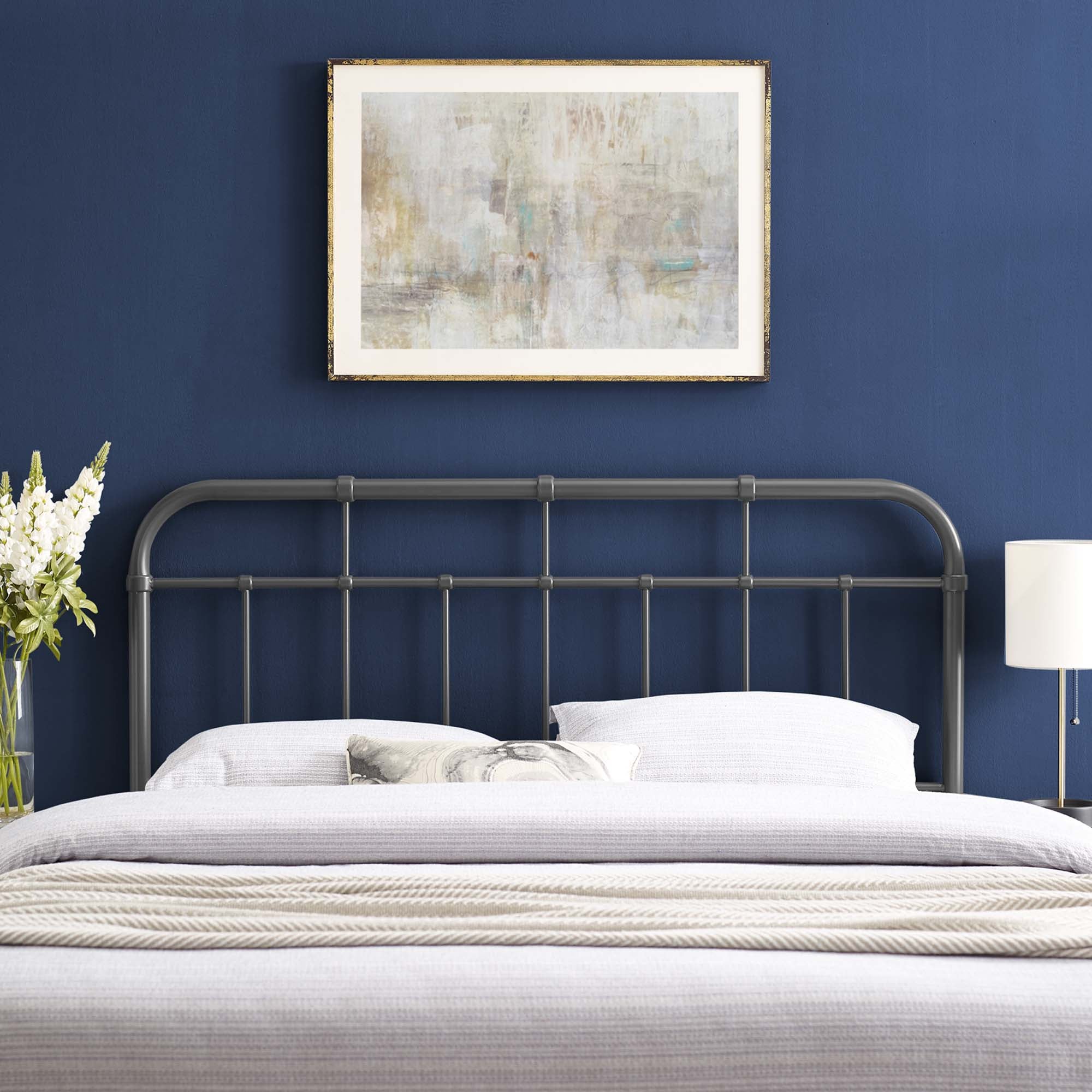 Alessia Metal King Headboard - Gray