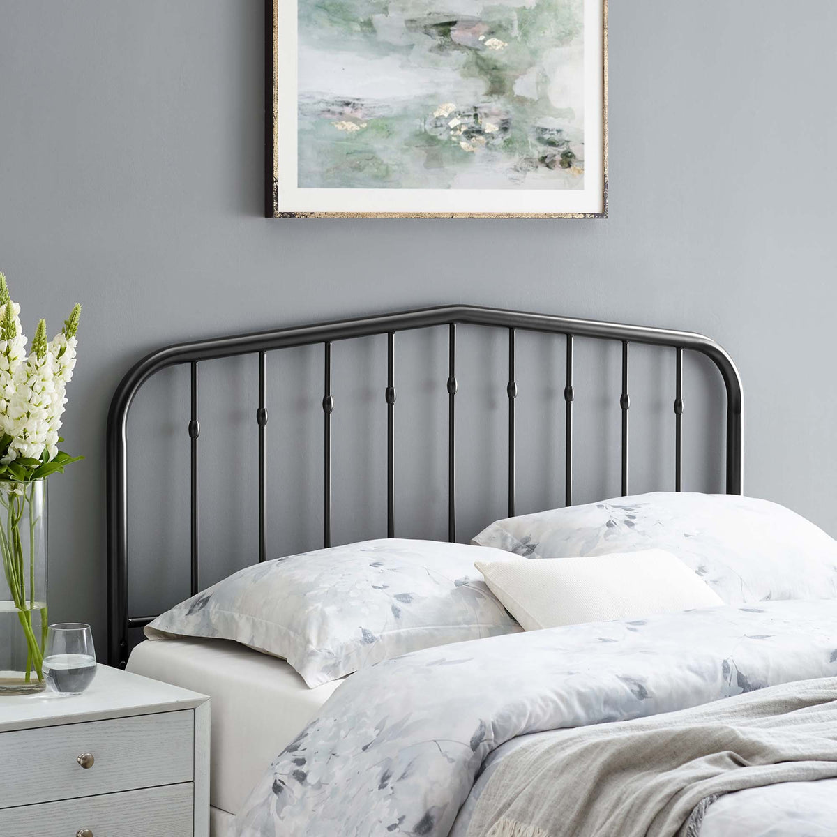 Lennon Metal King Headboard - Black