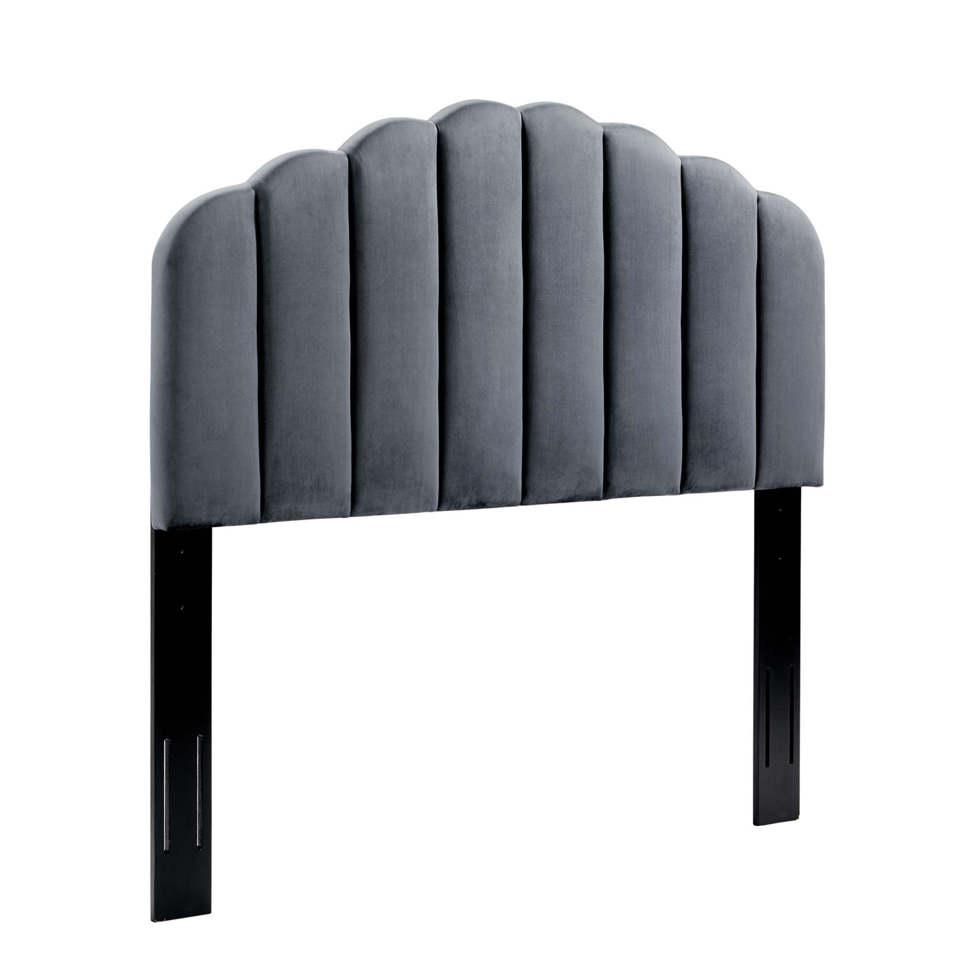 Veronique Performance Velvet Twin Headboard - Charcoal