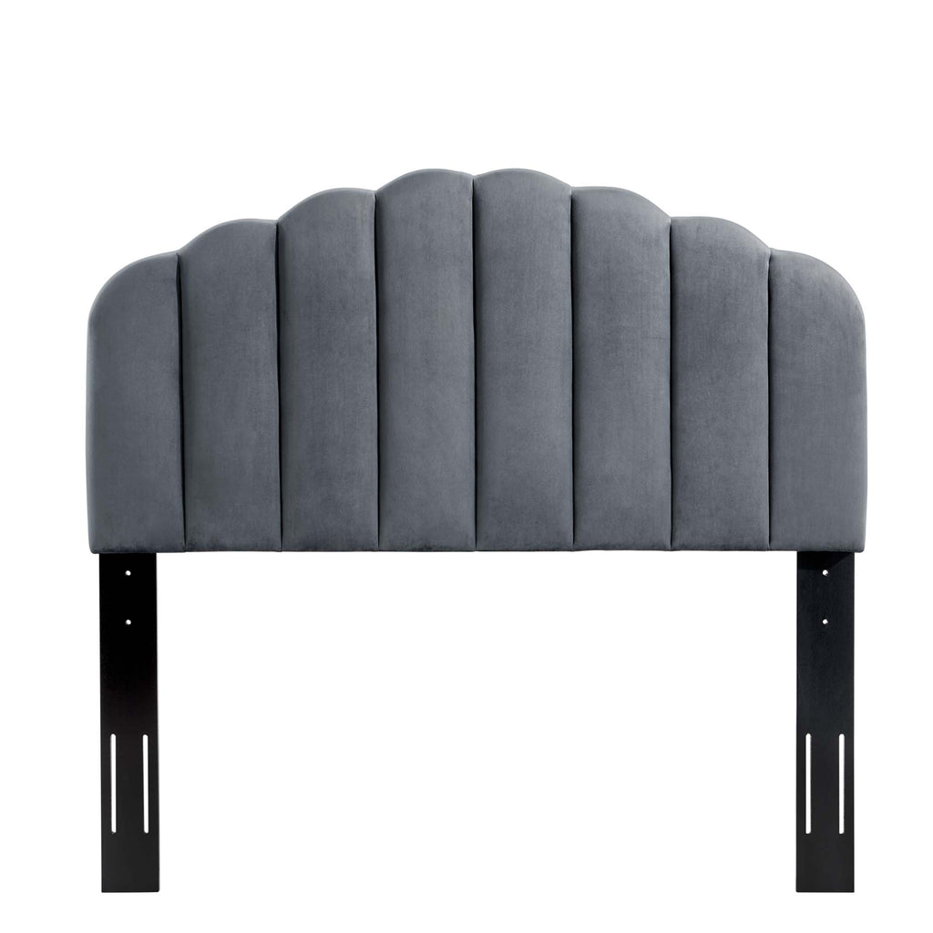 Veronique Performance Velvet Twin Headboard - Charcoal